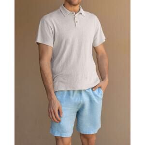 Alex Crane Shorts Mens Bo Shorts Sky Linen Lightweight Drawstring Preppy Beach M